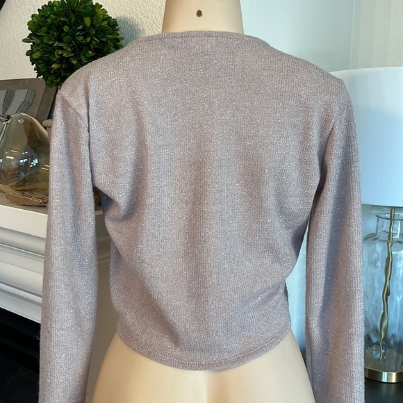 Wild Moss Tan Crop Light Weight Sweater Top - Picture 4 of 11